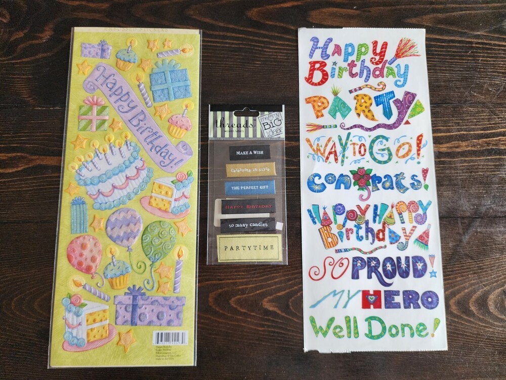 Stickers Lot - K@Co - Birthday 3D Glitter Stickers Labels - Retired NEW - #16
